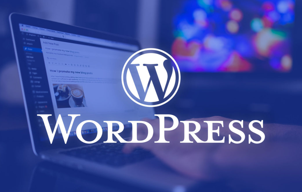 Uvoz nadaljnja prodaja čezmejne EC Vmesnik za upravljanje bloga WordPress je prikazan na zaslonu prenosnega računalnika, logotip WordPress pa je nameščen na sprednji strani.